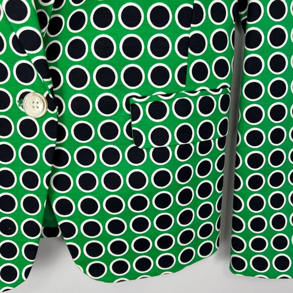 Michael Kors Womens Green Black Polka Dot Blazer Jacket  Single Button size 0 - Picture 5 of 12